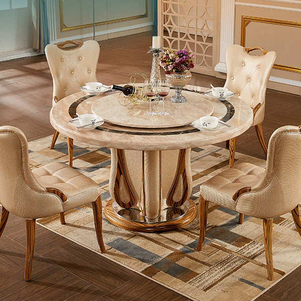 Table à manger en faux marbre, table de dîner sur pied rond pour salle à manger