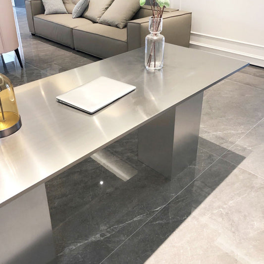 Stainless Steel Dining Table Rectangle Modern Dinner Table for Dining Room Clearhalo 'Dining Tables & Seating' 'Dining Tables' 'dining_table' 'furn' 'furn_dining_table' 'Furniture' 'Kitchen & Dining Furniture' 7178110