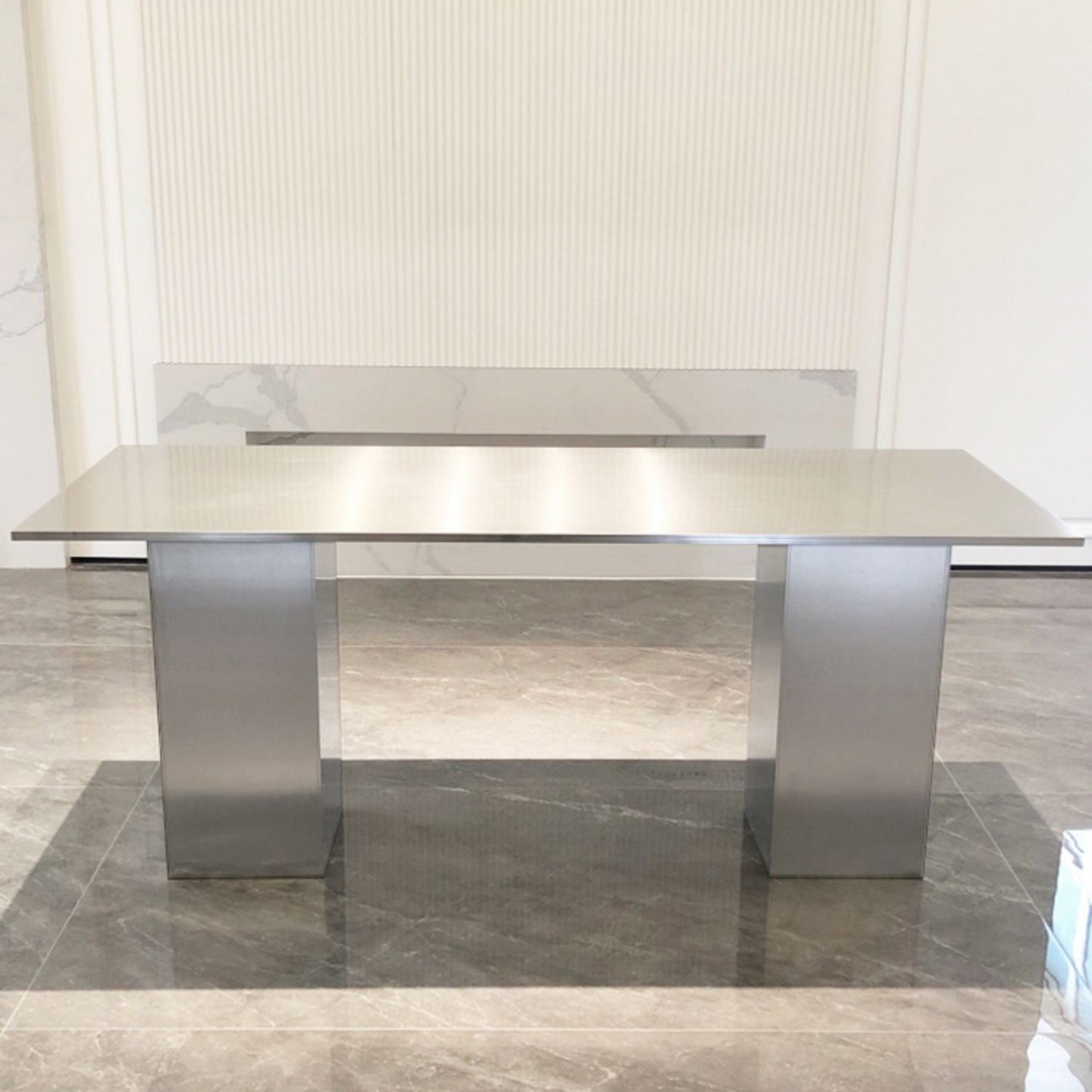 Stainless Steel Dining Table Rectangle Modern Dinner Table for Dining Room