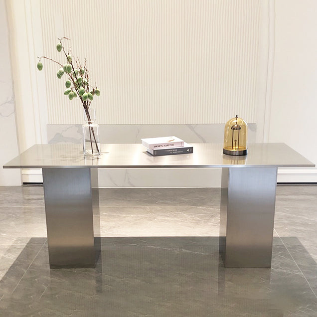 Stainless Steel Dining Table Rectangle Modern Dinner Table for Dining Room