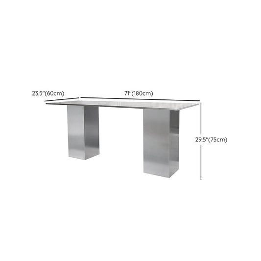 Stainless Steel Dining Table Rectangle Modern Dinner Table for Dining Room Clearhalo 'Dining Tables & Seating' 'Dining Tables' 'dining_table' 'furn' 'furn_dining_table' 'Furniture' 'Kitchen & Dining Furniture' 7178121