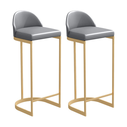 Low Back Upholstered Dining Stool Bucket Bar Stool with Metal Base