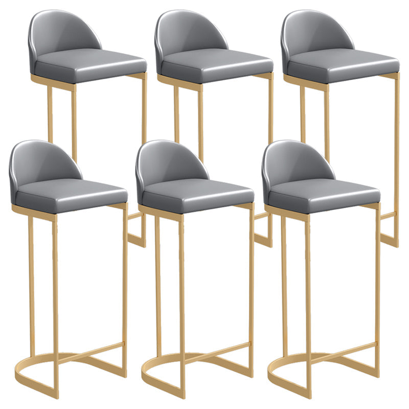 Low Back Upholstered Dining Stool Bucket Bar Stool with Metal Base