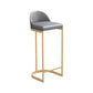 Low Back Upholstered Dining Stool Bucket Bar Stool with Metal Base