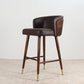 Scandinavian Solid Wood Bar Stool Backrest Counter Stool in Brown