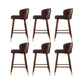 Scandinavian Solid Wood Bar Stool Backrest Counter Stool in Brown