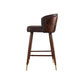 Scandinavian Solid Wood Bar Stool Backrest Counter Stool in Brown