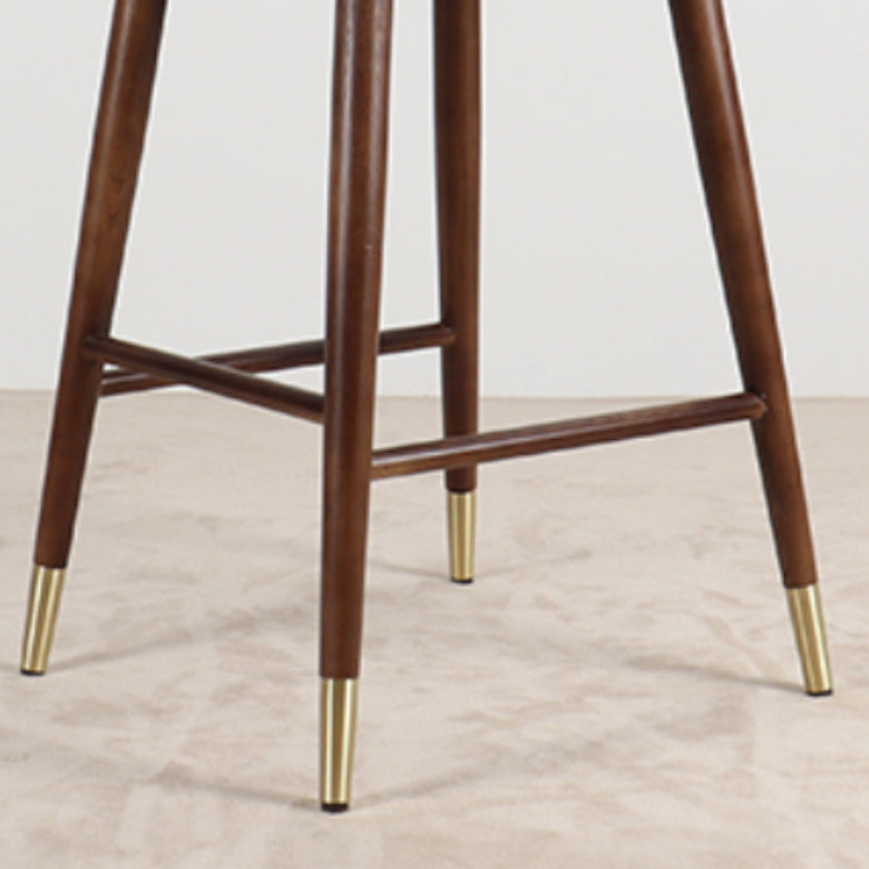 Scandinavian Solid Wood Bar Stool Backrest Counter Stool in Brown