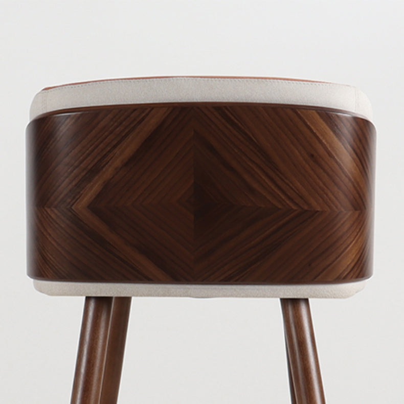 Scandinavian Solid Wood Bar Stool Backrest Counter Stool in Brown