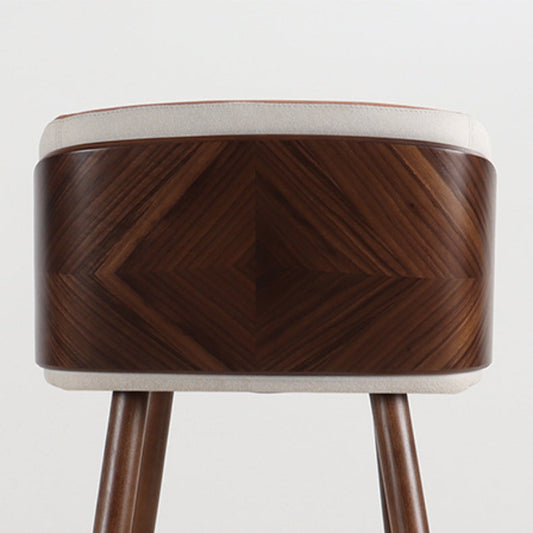 Scandinavian Solid Wood Bar Stool Backrest Counter Stool in Brown