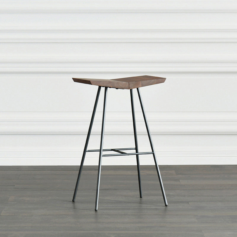 Hedendaagse metalen barkruk voetsteun tegenstoel in bruin