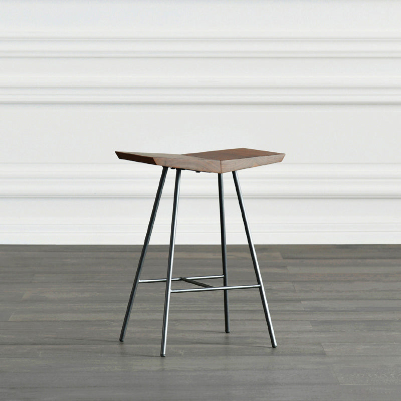 Hedendaagse metalen barkruk voetsteun tegenstoel in bruin