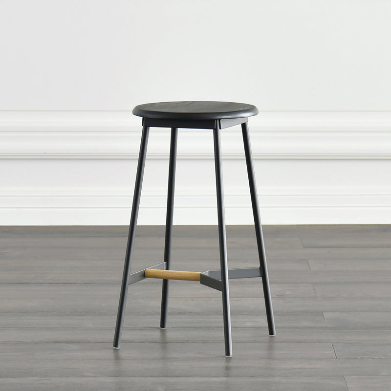 Contemporary Style Metal Bar Stool Footrest Counter Stool in Black Clearhalo 'Bar Furniture' 'Bar Stools' 'bar_stools' 'furn' 'furn_bar_stools' 'Furniture' 'Kitchen & Dining Furniture' 7178271