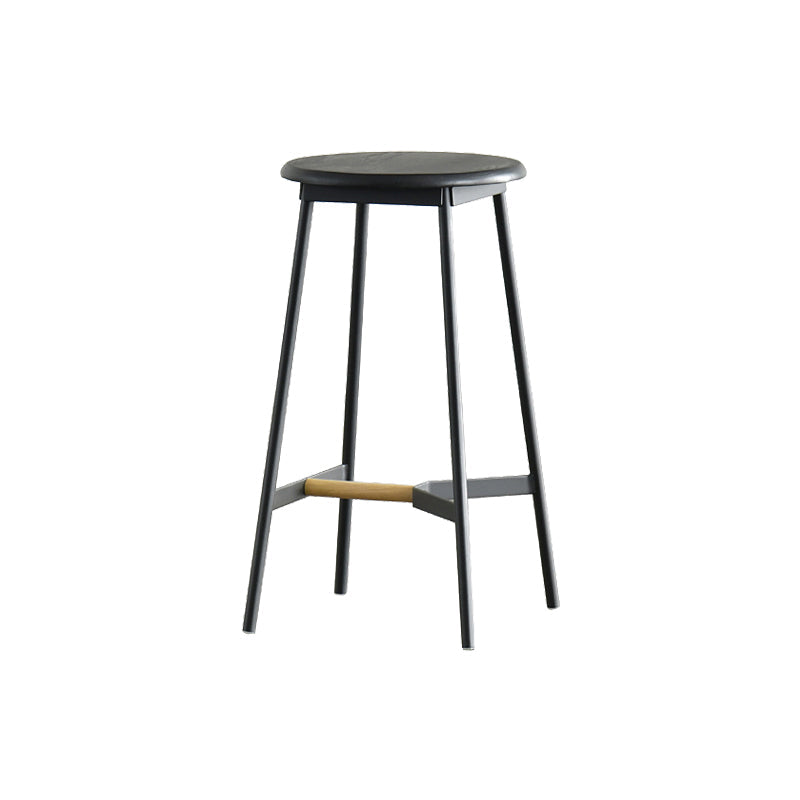 Contemporary Style Metal Bar Stool Footrest Counter Stool in Black 1 Piece Clearhalo 'Bar Furniture' 'Bar Stools' 'bar_stools' 'furn' 'furn_bar_stools' 'Furniture' 'Kitchen & Dining Furniture' 7178272