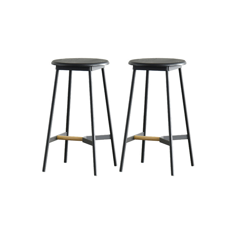 Contemporary Style Metal Bar Stool Footrest Counter Stool in Black 2 Piece Set Clearhalo 'Bar Furniture' 'Bar Stools' 'bar_stools' 'furn' 'furn_bar_stools' 'Furniture' 'Kitchen & Dining Furniture' 7178273