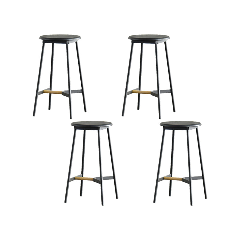 Contemporary Style Metal Bar Stool Footrest Counter Stool in Black 4 Piece Set Clearhalo 'Bar Furniture' 'Bar Stools' 'bar_stools' 'furn' 'furn_bar_stools' 'Furniture' 'Kitchen & Dining Furniture' 7178275