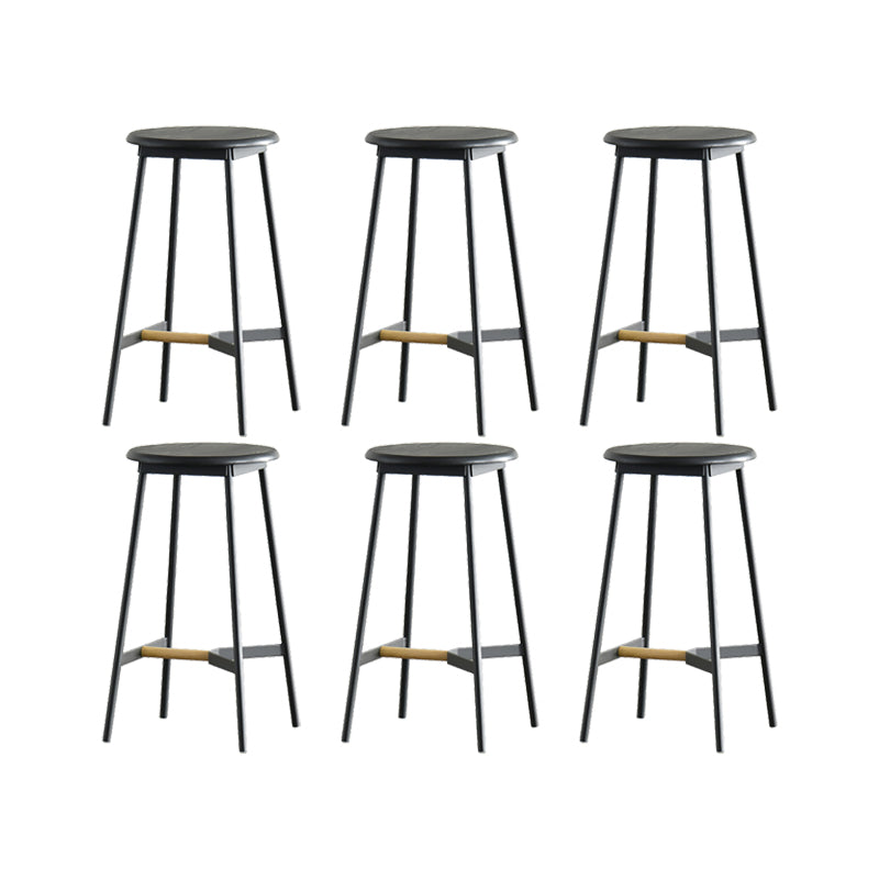 Contemporary Style Metal Bar Stool Footrest Counter Stool in Black 6 Piece Set Clearhalo 'Bar Furniture' 'Bar Stools' 'bar_stools' 'furn' 'furn_bar_stools' 'Furniture' 'Kitchen & Dining Furniture' 7178277