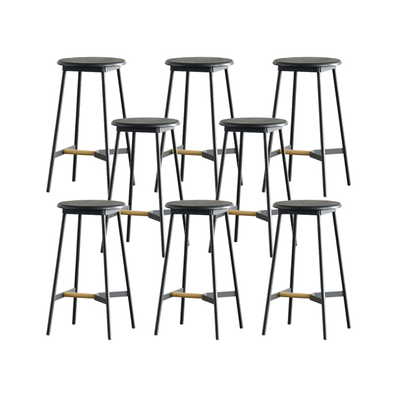 Contemporary Style Metal Bar Stool Footrest Counter Stool in Black 8 Piece Set Clearhalo 'Bar Furniture' 'Bar Stools' 'bar_stools' 'furn' 'furn_bar_stools' 'Furniture' 'Kitchen & Dining Furniture' 7178279
