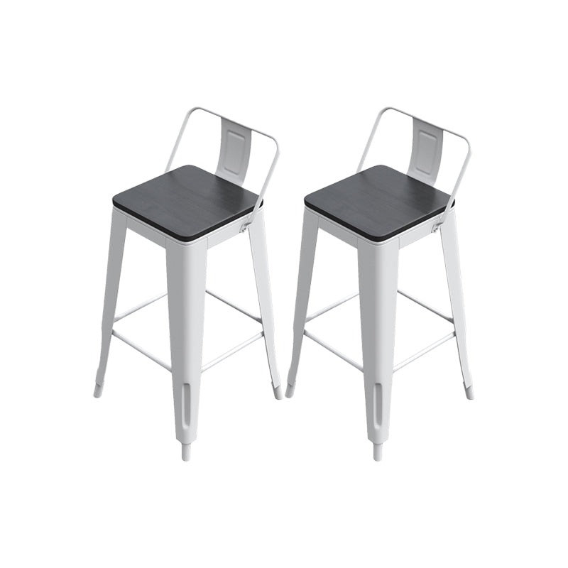 Sgabello da bar da bar senza braccio da bar in metallo moderno con base bianca