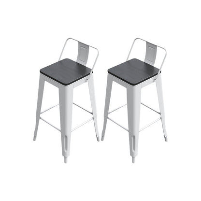 Sgabello da bar da bar senza braccio da bar in metallo moderno con base bianca