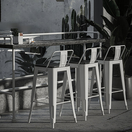 Modern Metal Bar Stool Armless Patio Bar Stool with White Base