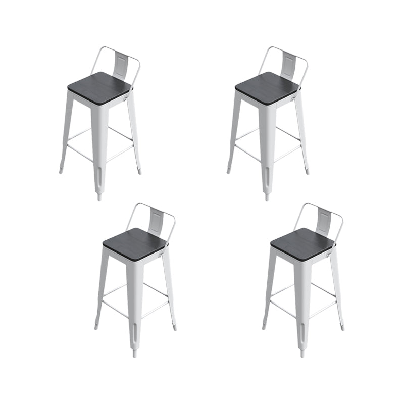 Sgabello da bar da bar senza braccio da bar in metallo moderno con base bianca