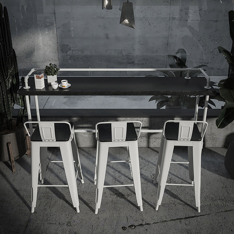 Sgabello da bar da bar senza braccio da bar in metallo moderno con base bianca