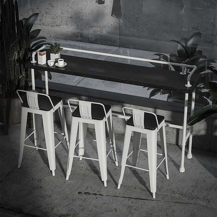 Sgabello da bar da bar senza braccio da bar in metallo moderno con base bianca