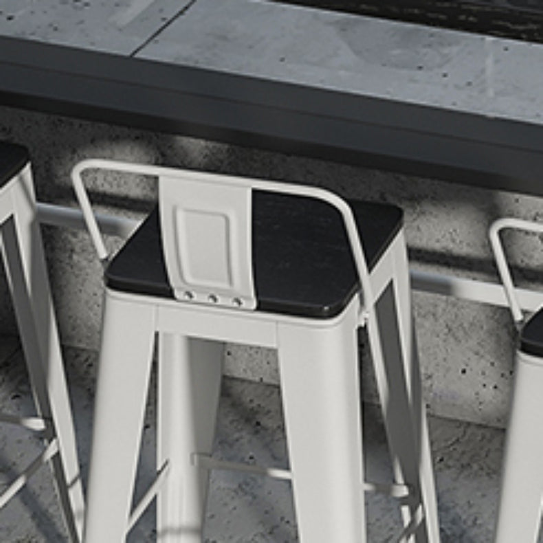 Sgabello da bar da bar senza braccio da bar in metallo moderno con base bianca