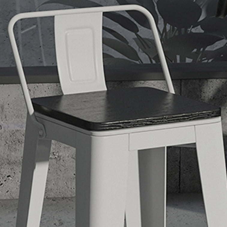 Sgabello da bar da bar senza braccio da bar in metallo moderno con base bianca