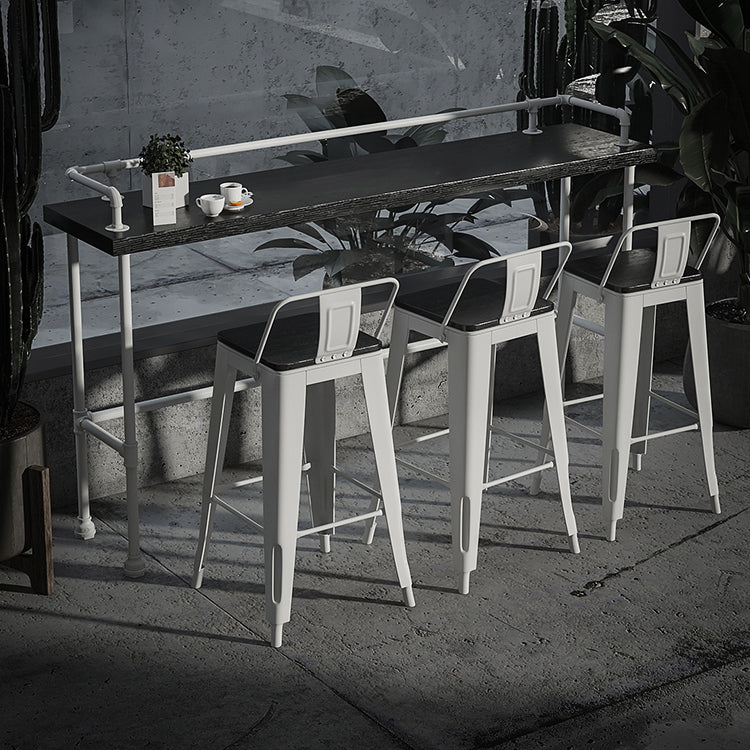 Sgabello da bar da bar senza braccio da bar in metallo moderno con base bianca