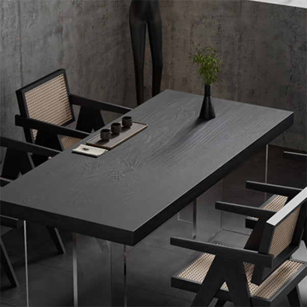 Set tavolo da pranzo moderno in legno massello da 1/2/5 pezzi in nero