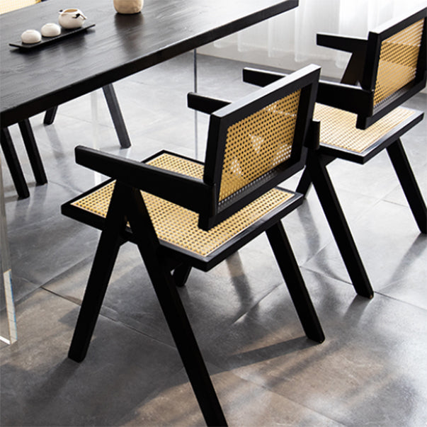 Set tavolo da pranzo moderno in legno massello da 1/2/5 pezzi in nero
