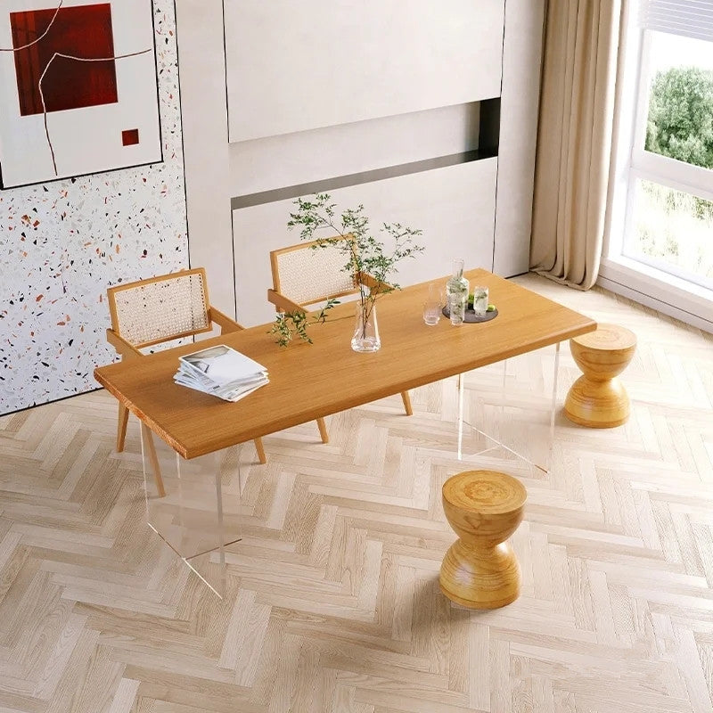 Modern Solid Wood Dinette Set 1/5 Pcs Standard Height Dining Room Table Set 5 Pieces: Table, 2 Chairs, 2 Stools Clearhalo 'Dining Room Sets' 'Dining Tables & Seating' 'dining_room_set' 'furn' 'furn_dining_room_set' 'Furniture' 'Kitchen & Dining Furniture' 7178525