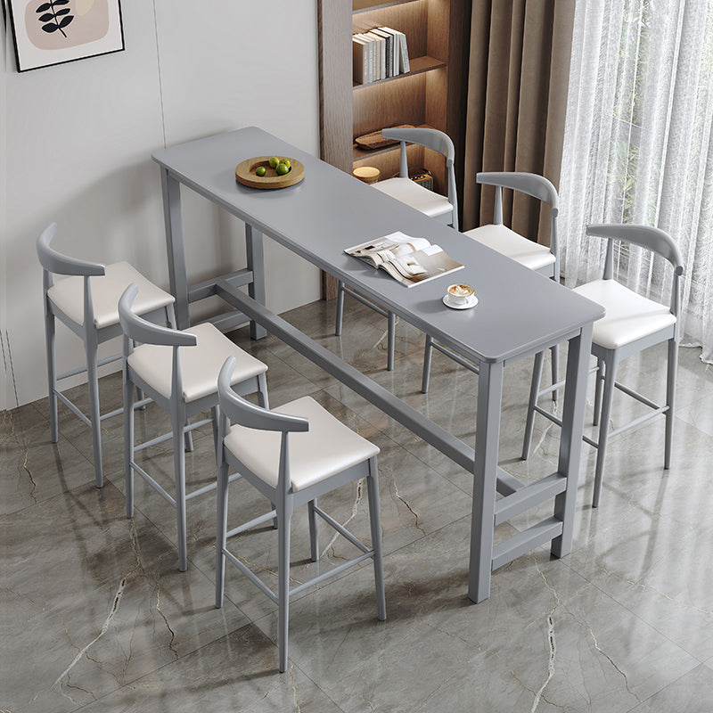 Contemporary Indoor Bar Dining Table Rectangle Wood Bar Stool Table Grey Without Chairs Clearhalo 'Bar Furniture' 'Bar Tables' 'bar_tables' 'furn' 'furn_bar_tables' 'Furniture' 'Kitchen & Dining Furniture' 7178616