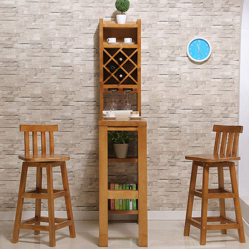 Brown Pine Wood Bistro Table with Storage Modern Pub Table for Home Clearhalo 'Bar Furniture' 'Bar Tables' 'bar_tables' 'furn' 'furn_bar_tables' 'Furniture' 'Kitchen & Dining Furniture' 7178628