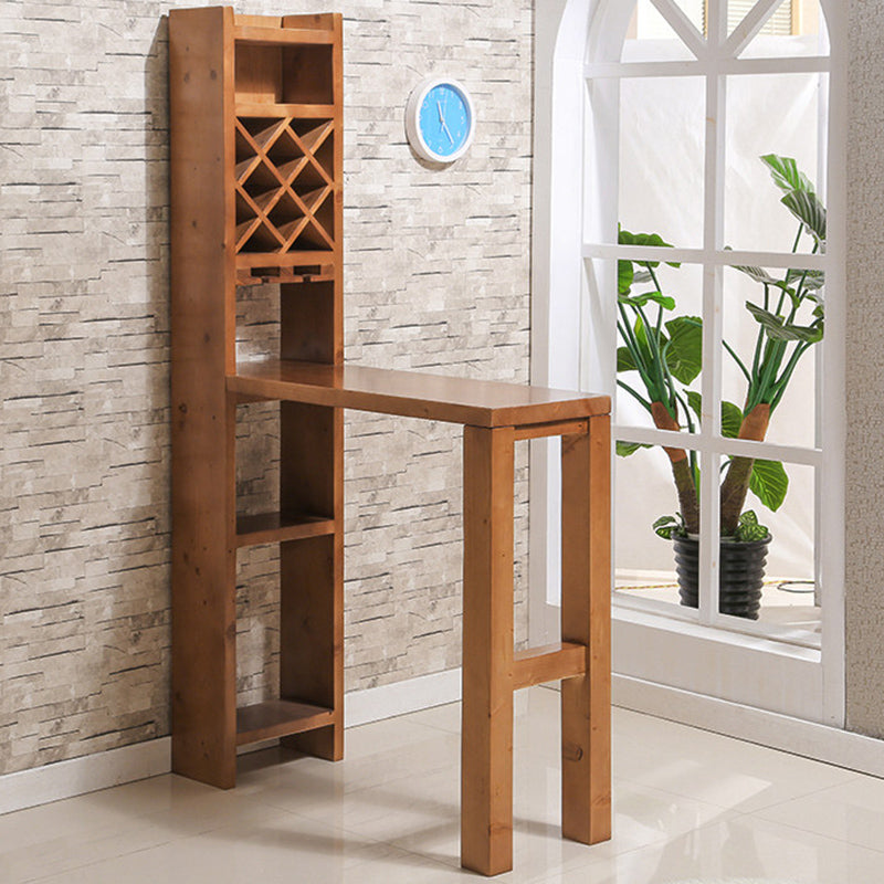Brown Pine Wood Bistro Table with Storage Modern Pub Table for Home Clearhalo 'Bar Furniture' 'Bar Tables' 'bar_tables' 'furn' 'furn_bar_tables' 'Furniture' 'Kitchen & Dining Furniture' 7178629