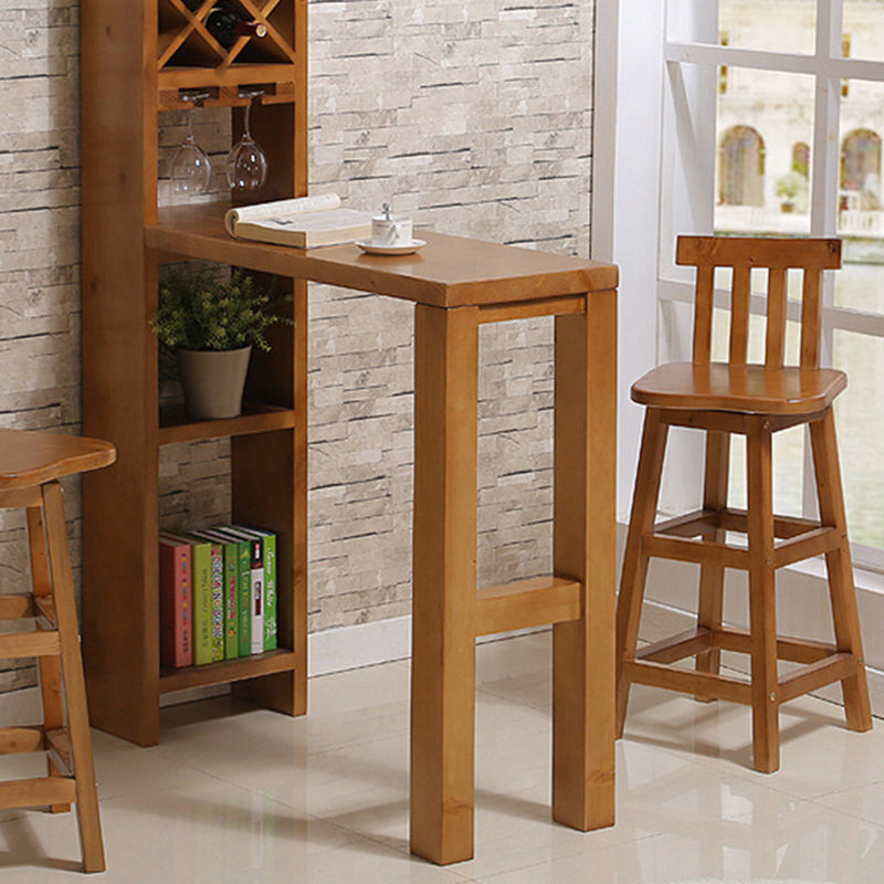 Brown Pine Wood Bistro Table with Storage Modern Pub Table for Home Clearhalo 'Bar Furniture' 'Bar Tables' 'bar_tables' 'furn' 'furn_bar_tables' 'Furniture' 'Kitchen & Dining Furniture' 7178633