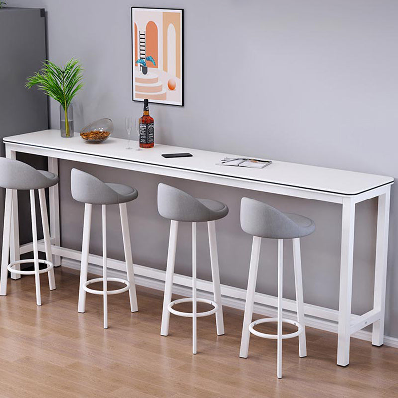 Matte Finish Faux Wood Bar Table Modern Pub Table with Metal Frame Clearhalo 'Bar Furniture' 'Bar Tables' 'bar_tables' 'furn' 'furn_bar_tables' 'Furniture' 'Kitchen & Dining Furniture' 7178644