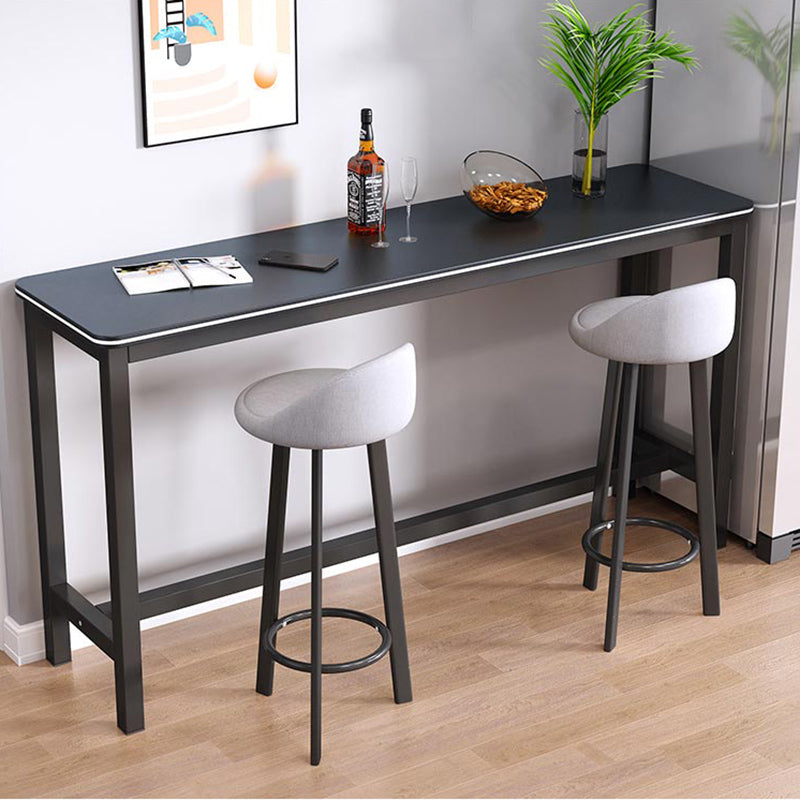 Matte Finish Faux Wood Bar Table Modern Pub Table with Metal Frame Clearhalo 'Bar Furniture' 'Bar Tables' 'bar_tables' 'furn' 'furn_bar_tables' 'Furniture' 'Kitchen & Dining Furniture' 7178645