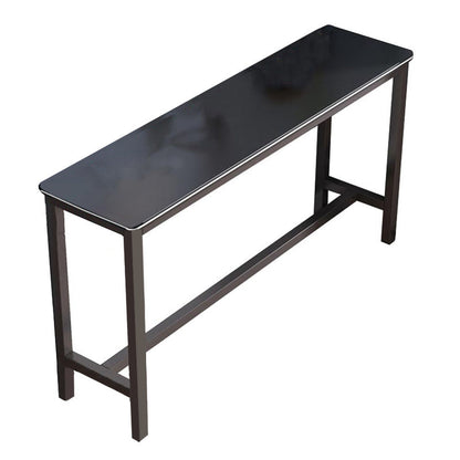 Matte Finish Faux Wood Bar Table Modern Pub Table with Metal Frame Black Without Chairs Clearhalo 'Bar Furniture' 'Bar Tables' 'bar_tables' 'furn' 'furn_bar_tables' 'Furniture' 'Kitchen & Dining Furniture' 7178647