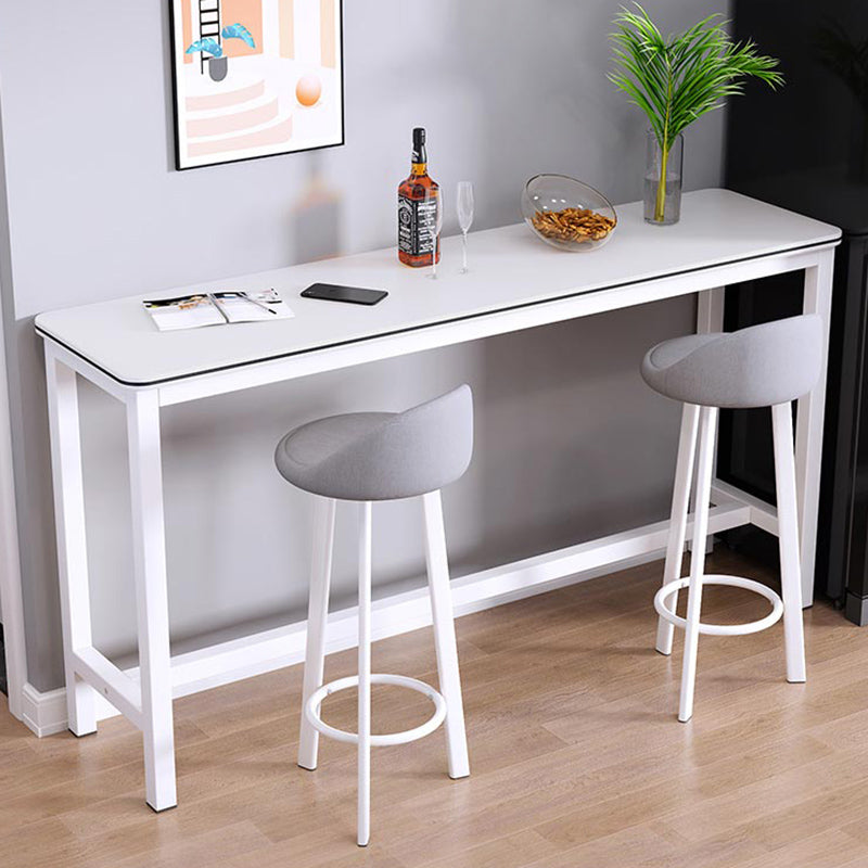 Matte Finish Faux Wood Bar Table Modern Pub Table with Metal Frame Clearhalo 'Bar Furniture' 'Bar Tables' 'bar_tables' 'furn' 'furn_bar_tables' 'Furniture' 'Kitchen & Dining Furniture' 7178651