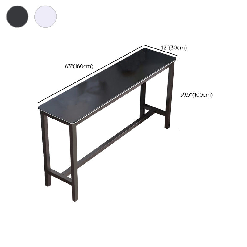 Matte Finish Faux Wood Bar Table Modern Pub Table with Metal Frame Clearhalo 'Bar Furniture' 'Bar Tables' 'bar_tables' 'furn' 'furn_bar_tables' 'Furniture' 'Kitchen & Dining Furniture' 7178655