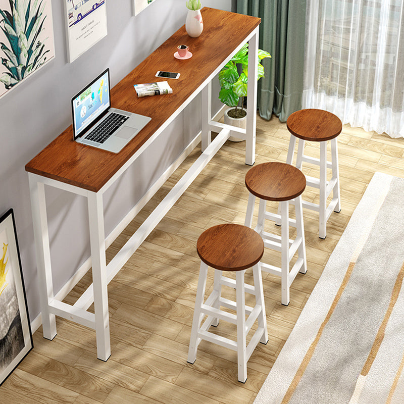 Industrial Trestle Bar Stool Table Metal and Wood Bar Wine Table Clearhalo 'Bar Furniture' 'Bar Tables' 'bar_tables' 'furn' 'furn_bar_tables' 'Furniture' 'Kitchen & Dining Furniture' 7178677