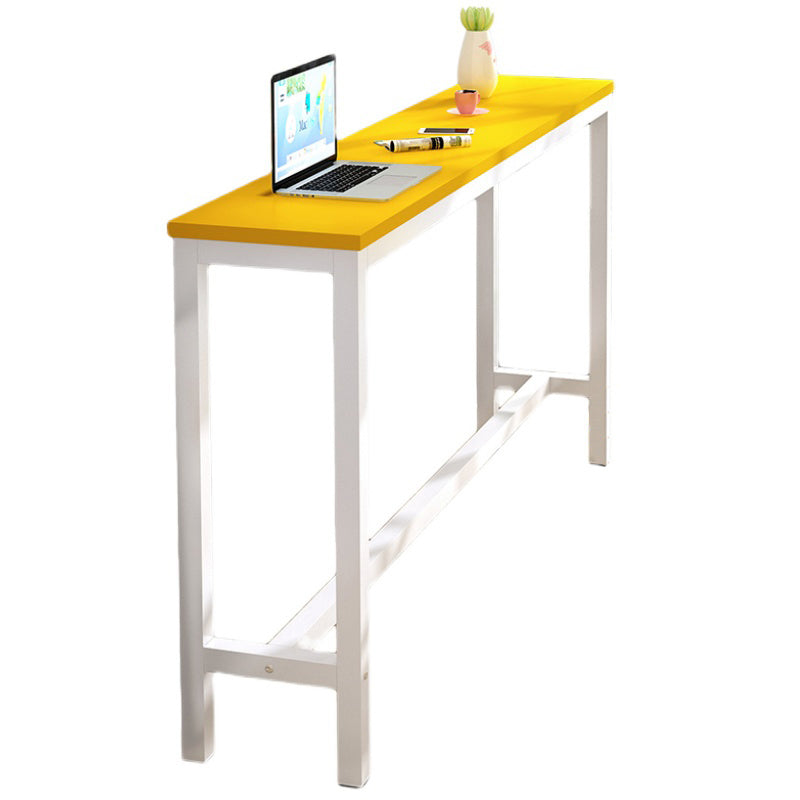 Industrial Trestle Bar Stool Table Metal and Wood Bar Wine Table Yellow White Without Chairs Clearhalo 'Bar Furniture' 'Bar Tables' 'bar_tables' 'furn' 'furn_bar_tables' 'Furniture' 'Kitchen & Dining Furniture' 7178678