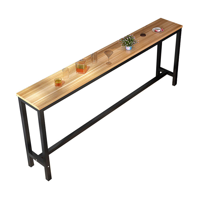 Industrial Trestle Bar Stool Table Metal and Wood Bar Wine Table Wood-Black Without Chairs Clearhalo 'Bar Furniture' 'Bar Tables' 'bar_tables' 'furn' 'furn_bar_tables' 'Furniture' 'Kitchen & Dining Furniture' 7178682