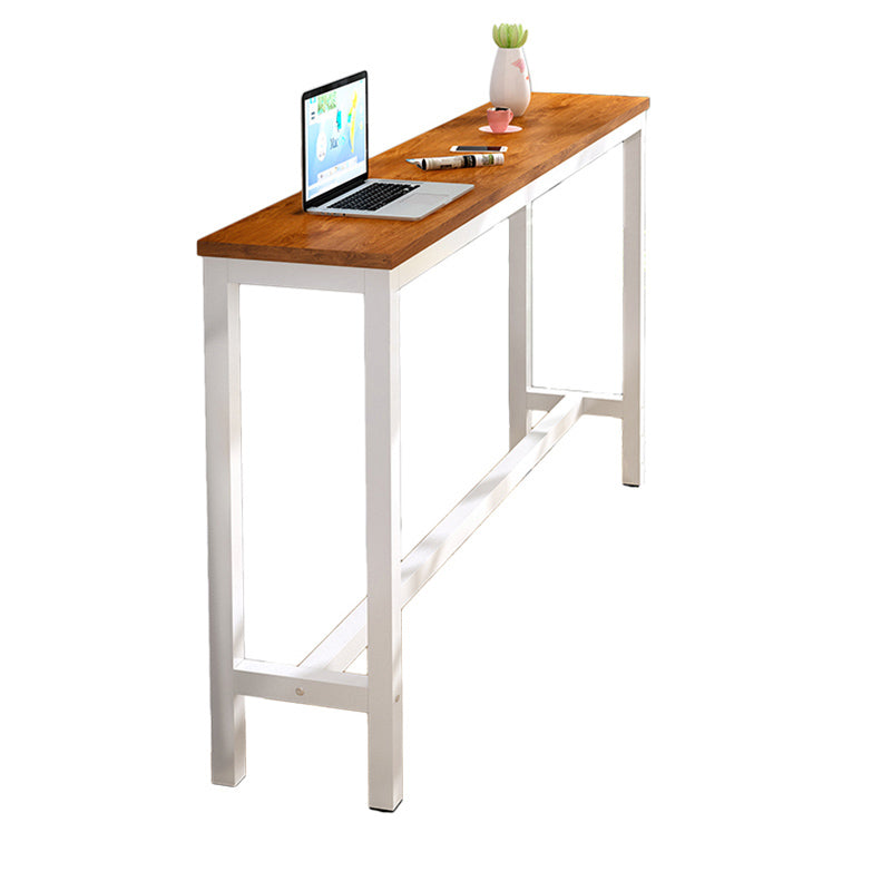 Industrial Trestle Bar Stool Table Metal and Wood Bar Wine Table Brown White Without Chairs Clearhalo 'Bar Furniture' 'Bar Tables' 'bar_tables' 'furn' 'furn_bar_tables' 'Furniture' 'Kitchen & Dining Furniture' 7178686