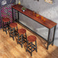 Industrial Trestle Bar Stool Table Metal and Wood Bar Wine Table Clearhalo 'Bar Furniture' 'Bar Tables' 'bar_tables' 'furn' 'furn_bar_tables' 'Furniture' 'Kitchen & Dining Furniture' 7178689