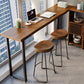 Industriële bar-eettafel voor binnen, rechthoekig massief houten bartafel