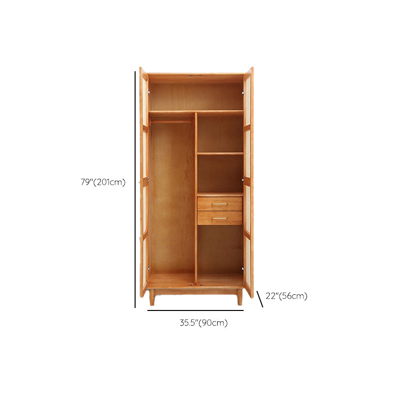 Freestanding Natural Solid Wood Wardrobe Modern Multifunctional Wardrobe Clearhalo 'Armoires & Wardrobes' 'armoires_wardrobes' 'Bedroom Furniture' 'furn' 'furn_armoires_wardrobes' 'Furniture' 7178788